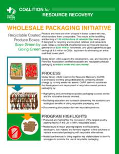 COALITION for 			 RESOURCE RECOVERY wholesale packaging initiative Produce and meat are often shipped in boxes coated with wax,