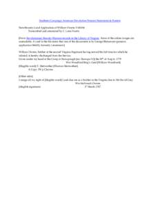 Southern Campaign American Revolution Pension Statements & Rosters State Bounty-Land Application of William Owens VAS104 Transcribed and annotated by C. Leon Harris [From Revolutionary Bounty-Warrant records in the Libra