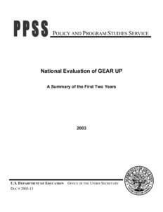 National Evaluation of GEAR UP: A Summary of the First Two Years (PDF)