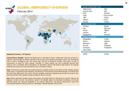 1  GLOBAL EMERGENCY OVERVIEW February[removed]Snapshot 28 January – 04 February
