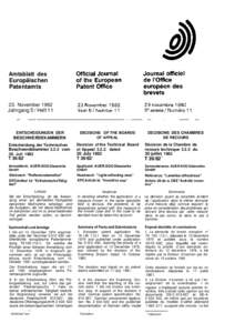 Amtsblatt des Europäischen Patentamts 23. November 1982