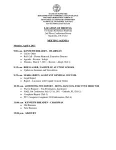 STATE OF TENNESSEE  DEPARTMENT OF COMMERCE AND INSURANCE  500 JAMES ROBERTSON PARKWAY  TENNESSEE AUCTIONEER COMMISSION  NASHVILLE, TENNESSEE 37243­0572  615­741­3600 FAX 615­741­1245 