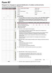 Form R7: Request for changes to agreed distribution of relative achievements