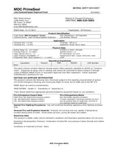 MDC PrimeSeal  MATERIAL SAFETY DATA SHEET Latex Emulsion/Pigment Dispersion Primer