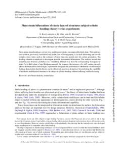 IMA Journal of Applied Mathematics[removed], 525−548 doi:[removed]imamat/hxq020 Advance Access publication on April 22, 2010 Plane strain bifurcations of elastic layered structures subject to finite bending: theory ver