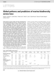 Biogeography / Measurement of biodiversity / Marine biology / Biodiversity hotspot / Rarefaction / Species distribution / Census of Marine Life / Species richness / Ocean Biogeographic Information System / Biology / Ecology / Biodiversity