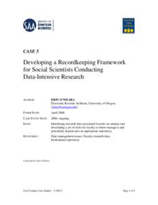 Case study: Developing a recordkeeping framework for social scientists conducting data-intensive research