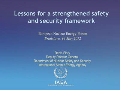 Lessons for a strengthened safety and security framework European Nuclear Energy Forum Bratislava, 14 May[removed]Denis Flory