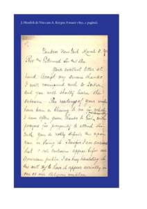 J. Hendrik de Vries aan A. Kuyper, 8 maart 1893, 2 pagina’s.  J. Hendrik de Vries aan A. Kuyper, 8 maart 1893, 2 pagina’s. 