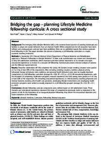 Bridging the gap - planning Lifestyle Medicine fellowship curricula: A cross sectional study