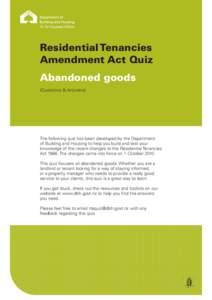 Residential Tenancies Amendment Act Quiz: Abandoned goods