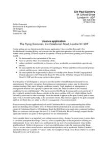 Microsoft Word - Licence application  objection - Cllr Paul Convery.doc
