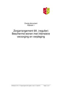 Overig document Rubriek 1 Zorgarrangement 6A. (regulier) Beschermd wonen met intensieve verzorging en verpleging