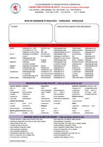 LE GOUVERNEMENT DU GRAND-DUCHE DE LUXEMBOURG  LABORATOIRE NATIONAL DE SANTE – Service de Virologie et de Sérologie 1 rue Louis Rech, L-3555 Dudelange – Tél. (+[removed] – Fax. (+[removed]Responsables D