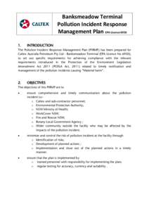 Banksmeadow Terminal Pollution Incident Response Management Plan EPA Licence[removed]INTRODUCTION