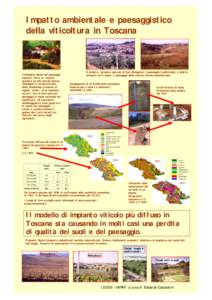 Impatto ambientale e paesaggistico della viticoltura in Toscana A sinistra, versante sud-est di San Gimignano: il paesaggio tradizionale; a destra, versante nord-ovest, il paesaggio della coltura viticola specializzata.