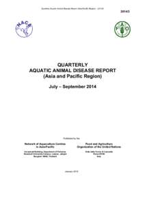 Quarterly Aquatic Animal Disease Report (Asia-Pacific Region) – QUARTERLY AQUATIC ANIMAL DISEASE REPORT