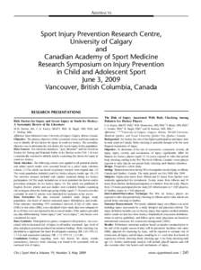 ABSTRACTS  Sport Injury Prevention Research Centre, University of Calgary and Canadian Academy of Sport Medicine