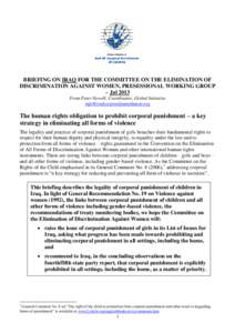 Youth rights / Violence / Human rights / Corporal punishment / Convention on the Elimination of All Forms of Discrimination Against Women / Torture / International human rights instruments / Universal Periodic Review / School corporal punishment / Ethics / Human rights abuses / Abuse