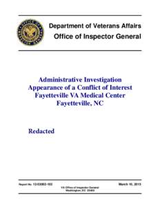 Department of Veterans Affairs  Office of Inspector General Administrative Investigation