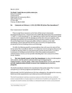 March 4, 2014 Via Email: [removed]. Richard Constable Commissioner Department of Community Affairs State of New Jersey