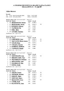 6. EVROPSKO PRVENSTVO ZA MLAJŠE ČLANE in ČLANICE Debrecen (HUN), 12. – 15. julij 2007 100m Women