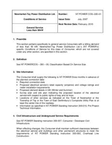 Newmarket-Tay Power Distribution Ltd. Conditions of Service Number: Issue Date: