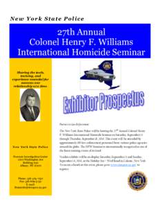 Colonel Henry F. Williams International Homicide Seminar - Exhibitor Prospectus