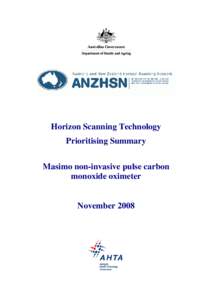 Horizon Scanning Technology Prioritising Summary Masimo non-invasive pulse carbon monoxide oximeter  November 2008