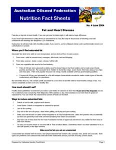 Australian Oilseed Federation  Nutrition Fact Sheets No. 4 JuneFat and Heart Disease