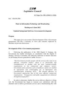 立法會 Legislative Council LC Paper No. CB[removed]) Ref. : CB1/PL/ITB  Panel on Information Technology and Broadcasting