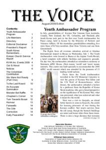 the voice August 2009 Edition Youth Ambassador Program  Contents: