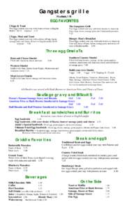 Gangsters grille Hudson, IN EGG FAVORITES 2 Eggs & Toast