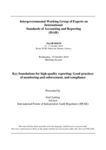 Intergovernmental Working Group of Experts on International Standards of Accounting and Reporting (ISAR)  31st SESSION