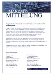 Hengeler Mueller berät Bankenkonsortium bei Emission zweier Anleihen der K+S Aktiengesellschaft Hengeler Mueller hat das Bankenkonsortium, welches von BNP Paribas, Deutsche Bank AG, London Branch, DZ BANK AG Deutsche Ze