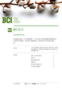 1  BCI 简介 www.bettercotton.org  良好棉花发展（以下简称 BCI），其主旨在于使全球棉花的种植及生