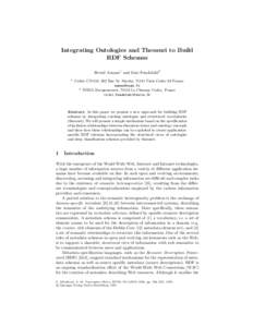 Integrating Ontologies and Thesauri to Build RDF Schemas Bernd Amann1 and Irini Fundulaki2 1  Cedric CNAM, 292 Rue St. Martin, 75141 Paris Cedex 03 France