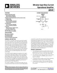 Ultralow Input Bias Current Operational Amplifier AD549