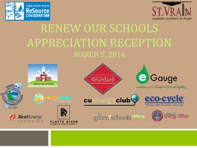 RENEW OUR SCHOOLS APPRECIATION RECEPTION MARCH 5, 2014 Discussion Outline 