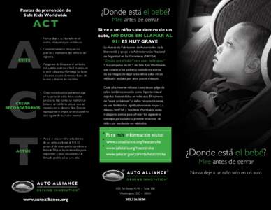 ®  ¿Donde está el bebé? Pautas de prevención de Safe Kids Worldwide