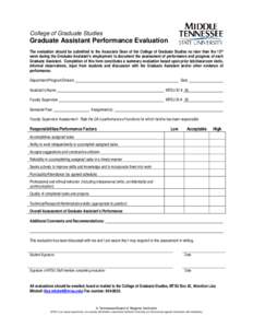 College of Graduate Studies 0B Graduate Assistant Performance Evaluation 1B