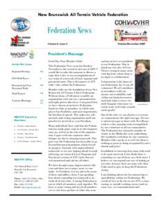 New Brunswick All Terrain Vehicle Federation  Federation News Volume 4, Issue 5  October/November 2009