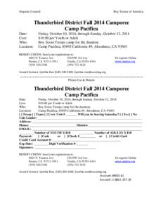 Sequoia Council  Boy Scouts of America Thunderbird District Fall 2014 Camporee Camp Pacifica