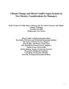 Climate Change and Mixed Conifer/Aspen Systems in New Mexico: Long- and Short-term Considerations