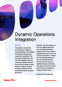 Dynamic Operations Integration 6:37 a.m. Excellent. The only problem so