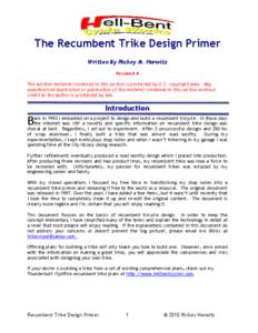 The Recumbent Trike Design Primer Written By Rickey M. Horwitz Version 8.0