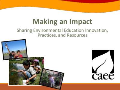 Making an Impact Sharing Environmental Education Innovation, Practices, and Resources Research Shows…. Less than 12% of American’s could pass a BASIC quiz on energy.