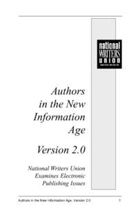 Authors in the New Information Age Version 2.0 National Writers Union