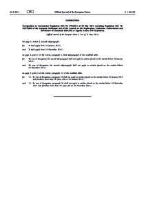 Corrigendum to Commission Regulation (EU) Noof 20 May 2011 amending Regulation (EC) Noof the European Parliament and of the Council on the Registration, Evaluation, Authorisation and Restriction of C