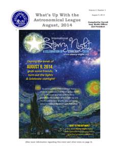 Volume 9, Number 4  What’s Up With the Astronomical League August, 2014